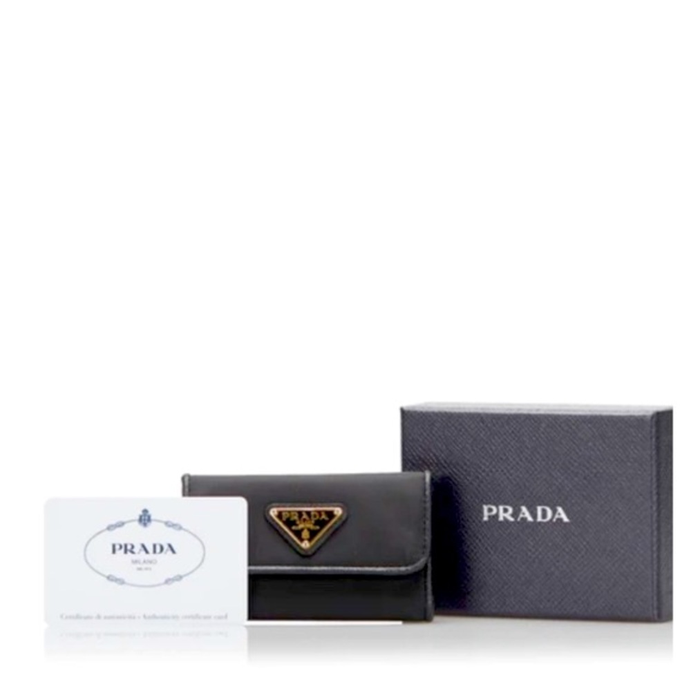 BNIB Rare Authentic Prada Tessuto Nylon Saffiano 6 Key Card Holder Wallet NWT - Picture 3 of 15